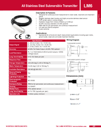 Thumbnail of document Data Sheet - LM6 Stainless Steel Submersible Pressure Transmitter